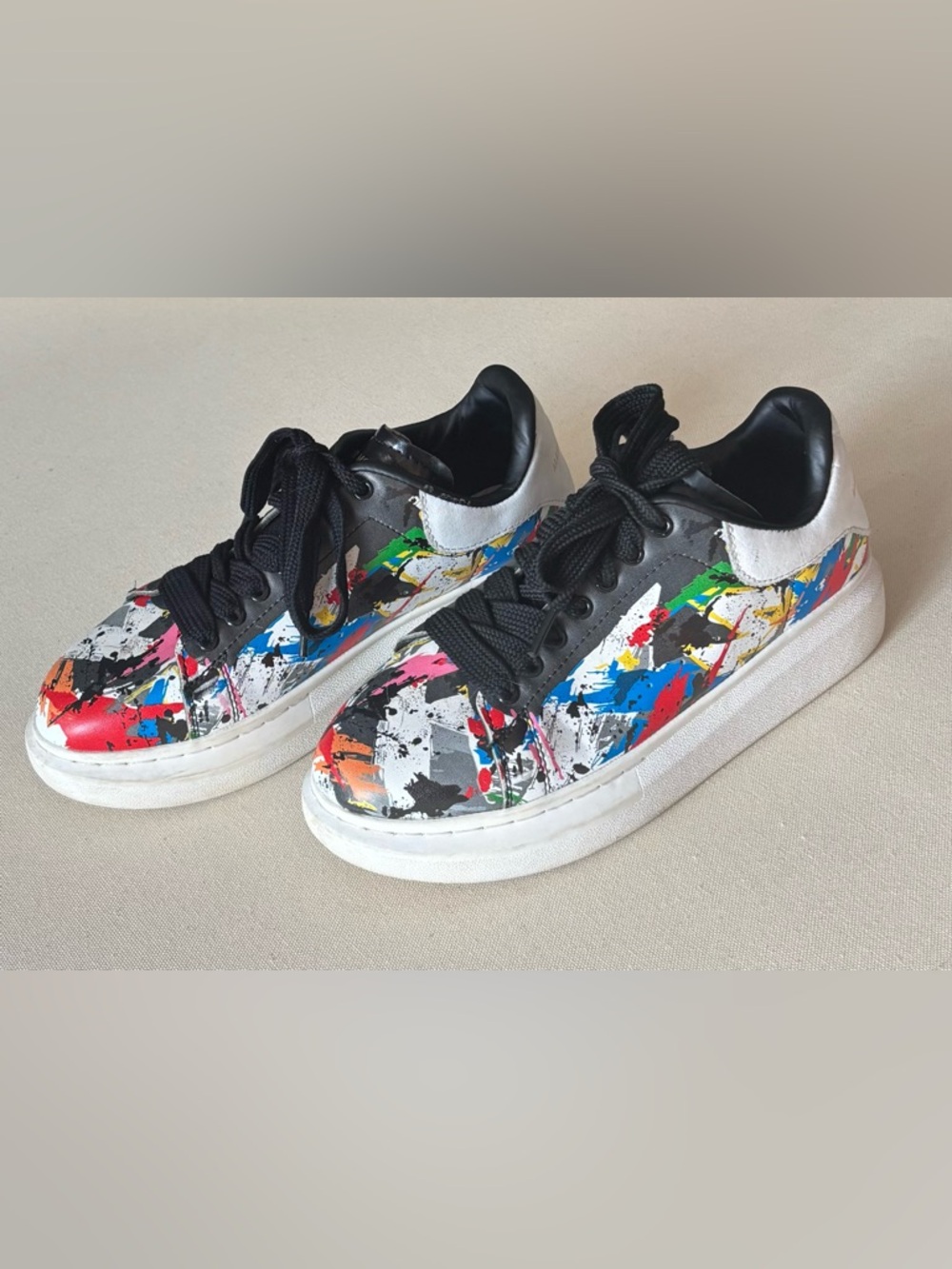 Alexander McQueen Oversized Sneakers- Multicolor Paint Splatter-40